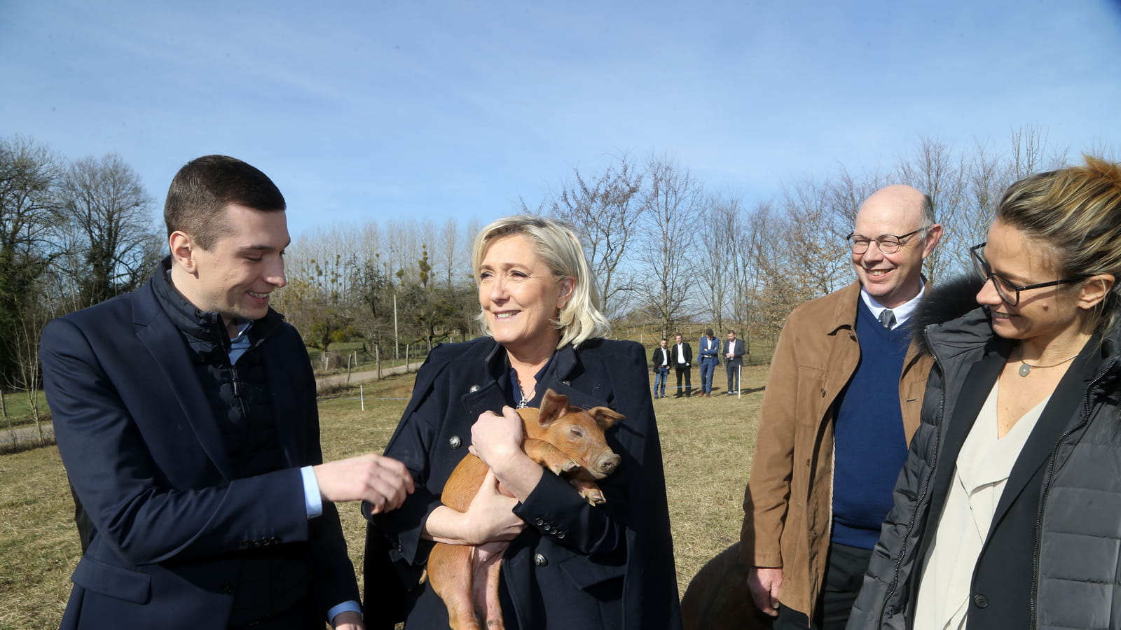Marine Le Pen, Jordan Bardella, Virginie Joron, Pascal Desanlis.