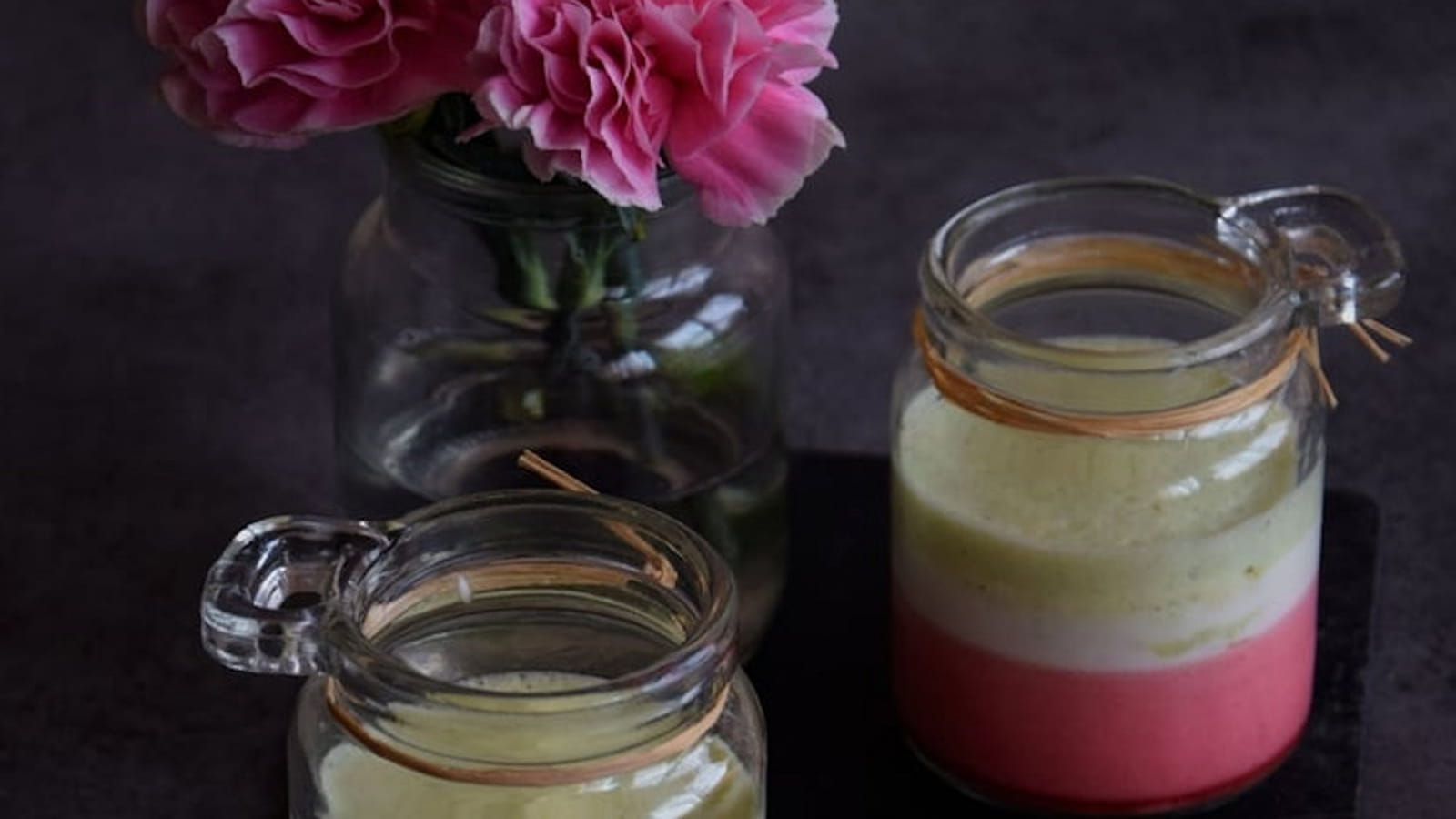 Trio de mousses pistache, rose et framboise