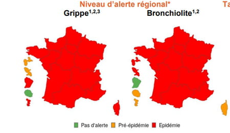 Carte de France épidémie de grippe