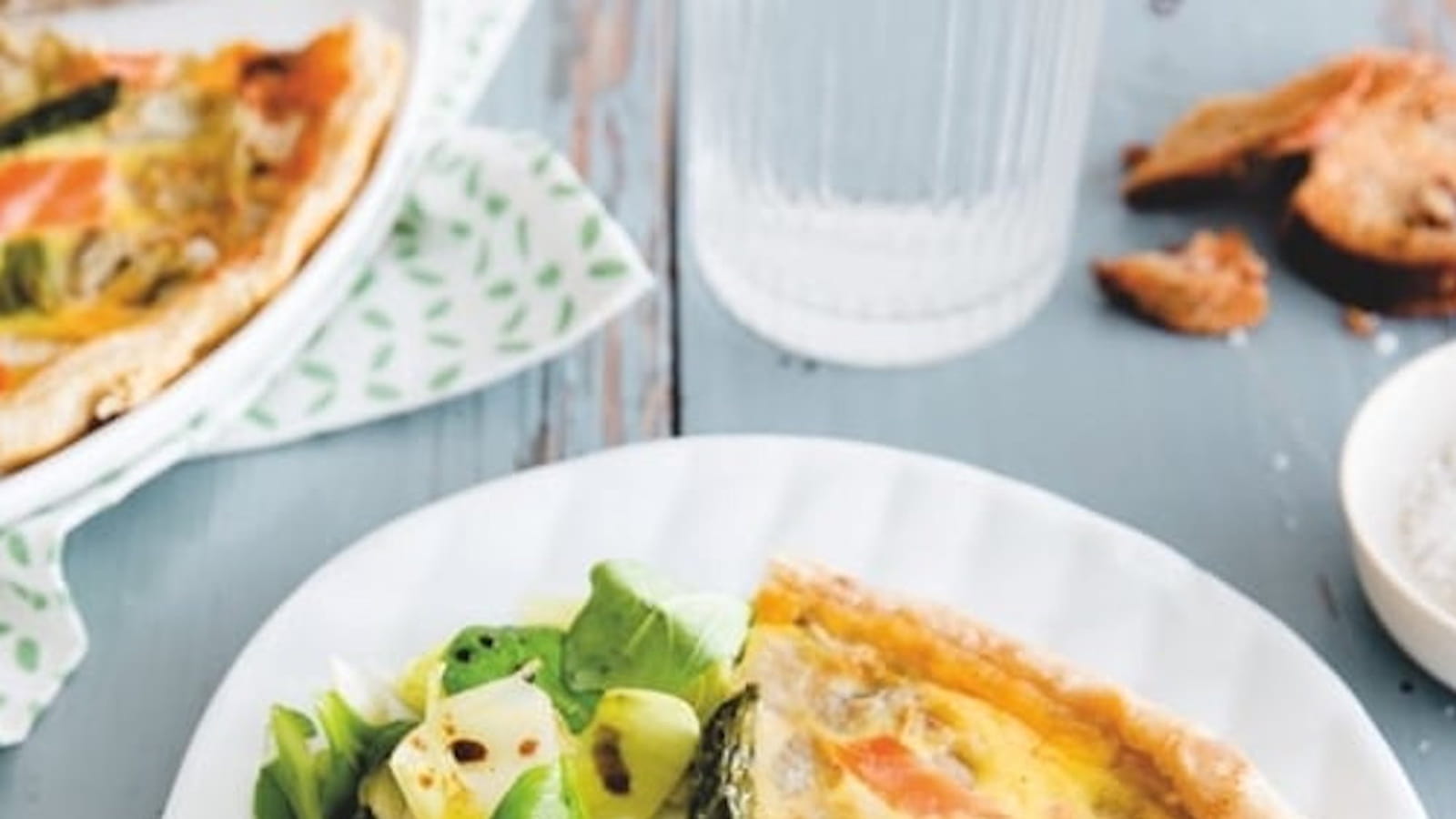 Quiche aux Perles, saumon et asperges vertes
