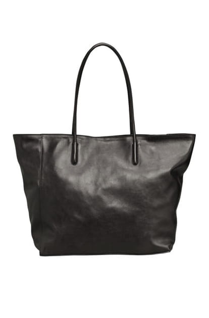 Cabas noir en cuir lisse