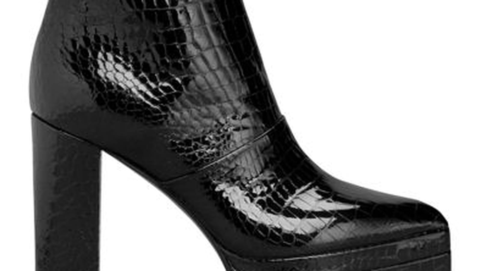 Bottines à talons en cuir croco