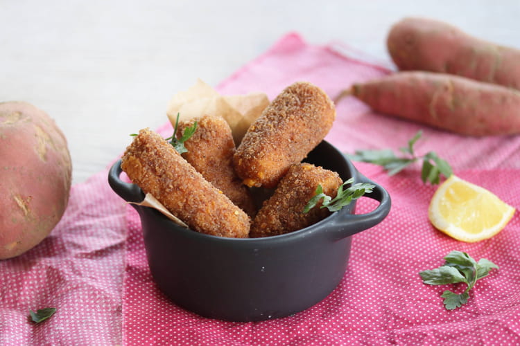 Recette de Croquettes de patate douce au coeur de mozzarella et jambon cru