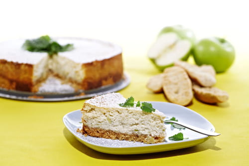 Cheesecake pomme-cannelle, base aux biscottes suédoises