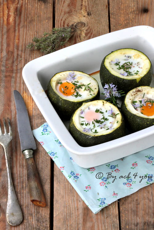 Courgette farcie et oeuf cocotte