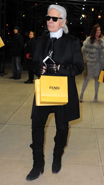 Karl Lagerfeld à l'inauguration de la boutique Fendi