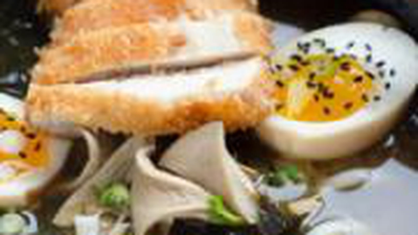 Ramen aux pleurotes, oeuf mollet et poulet pané