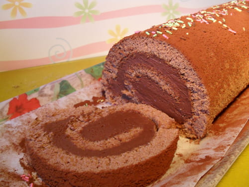 Gâteau roulé cacao et ganache montée