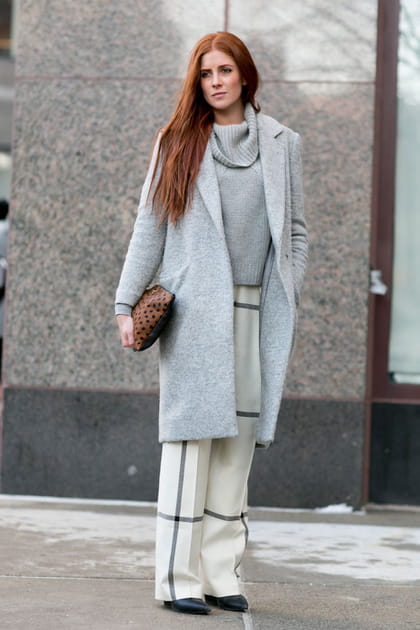 Street style &agrave; New York : imprim&eacute; quadrillage