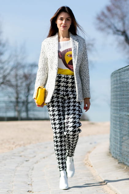 Street style &agrave; Paris : l'imprim&eacute; pied-de-coq