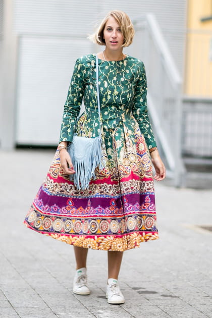 Street style &agrave; Milan : la robe imprim&eacute;e