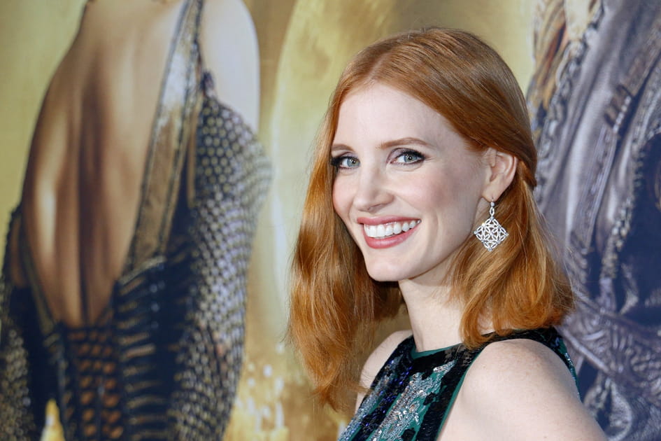 Jessica Chastain, jolie avec sa coiffe blond v&eacute;nitien
