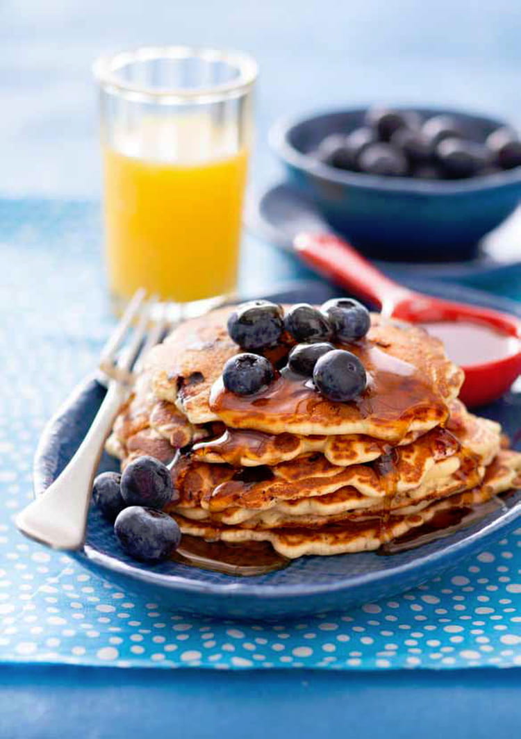 Recette de Pancakes aux myrtilles et sirop d’érable la recette facile