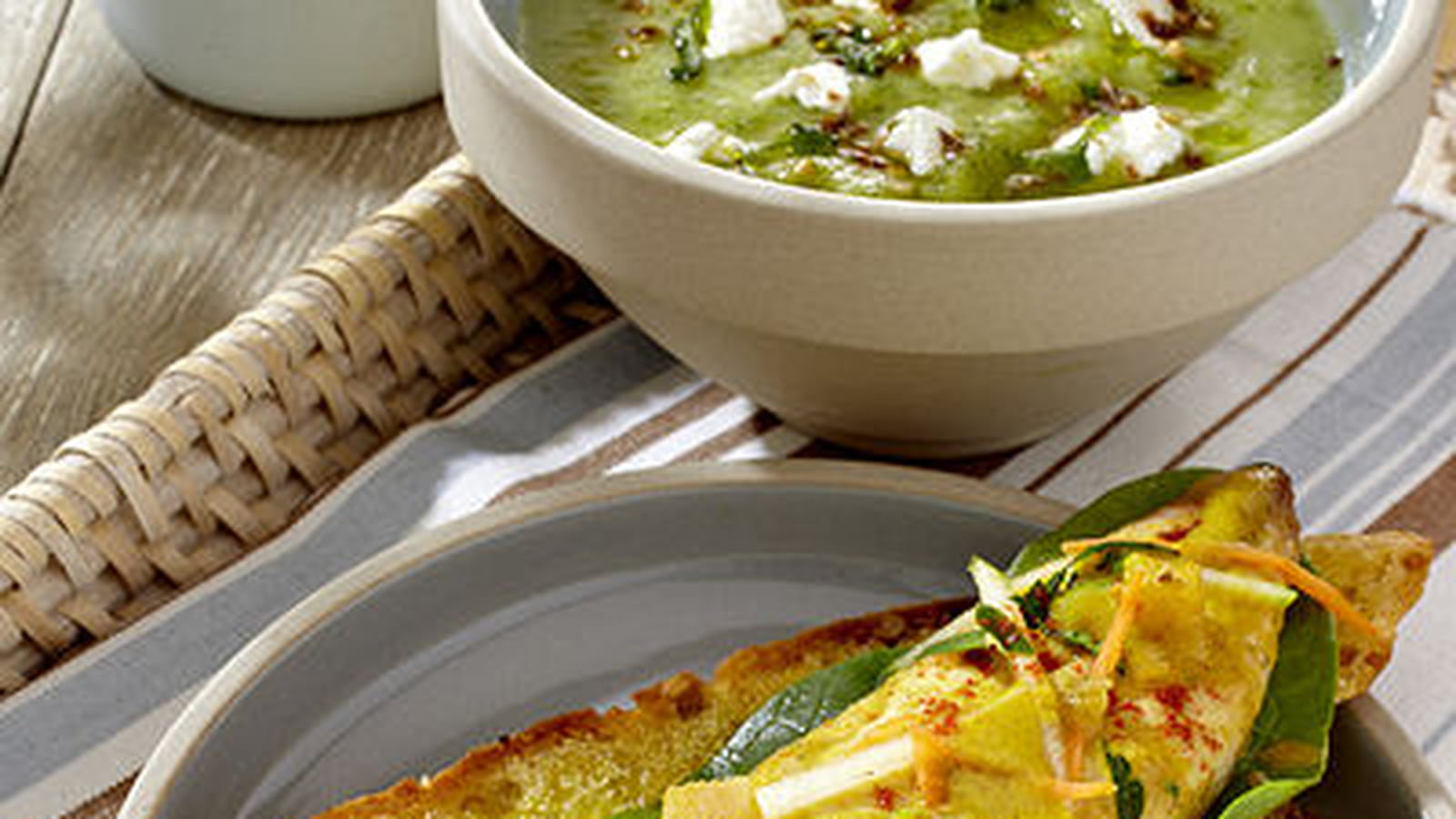 Gaspacho de courgettes et maquereaux à l'indienne