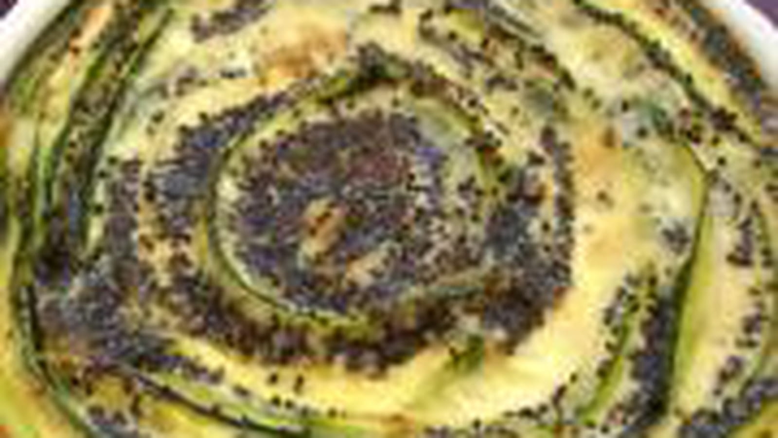 Petits Flans de Courgette, Pecorino / Espelette / Pavot