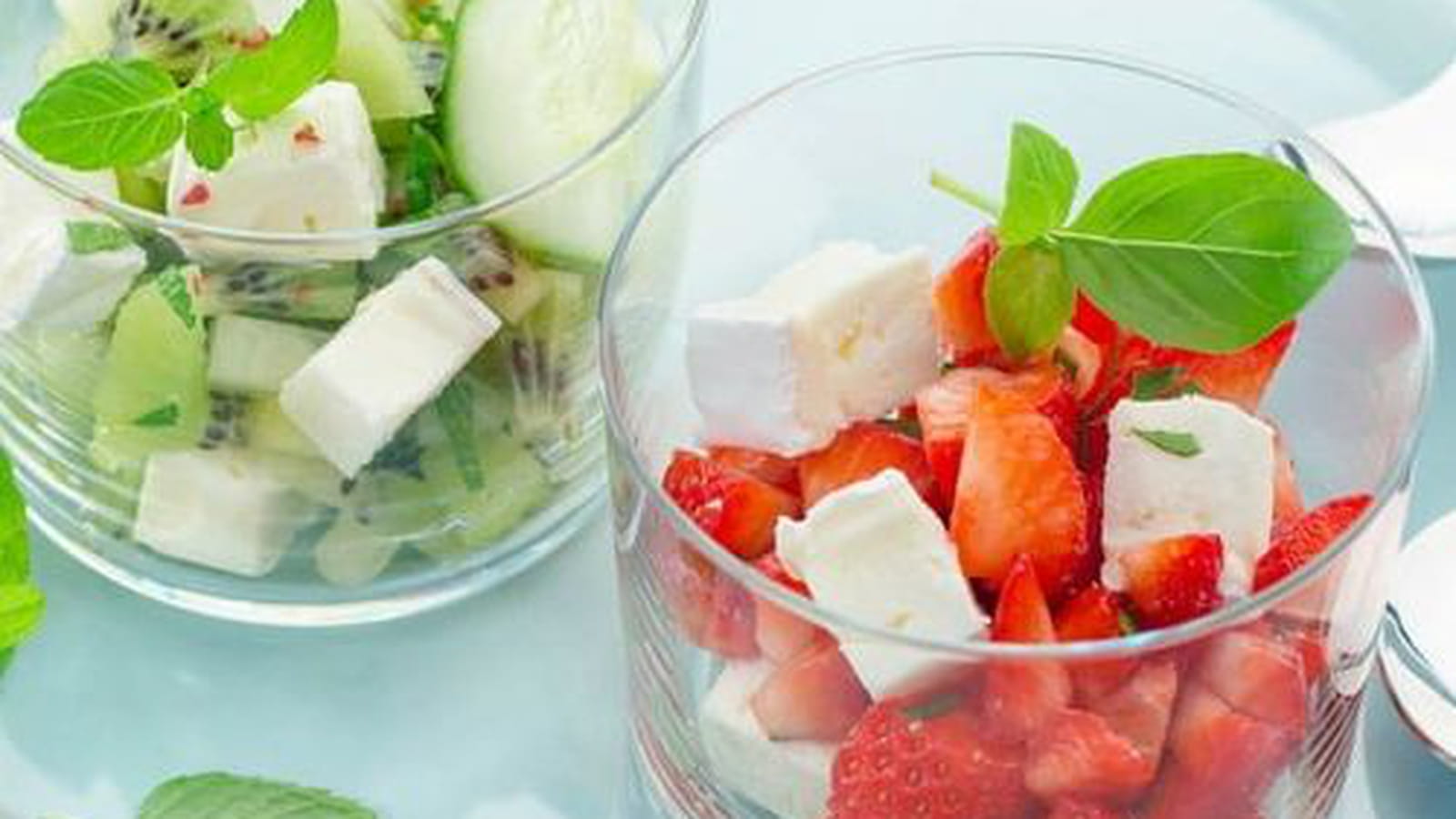 Tartare de fraises et basilic, tartare de concombre et kiwi menthe caprice des dieux