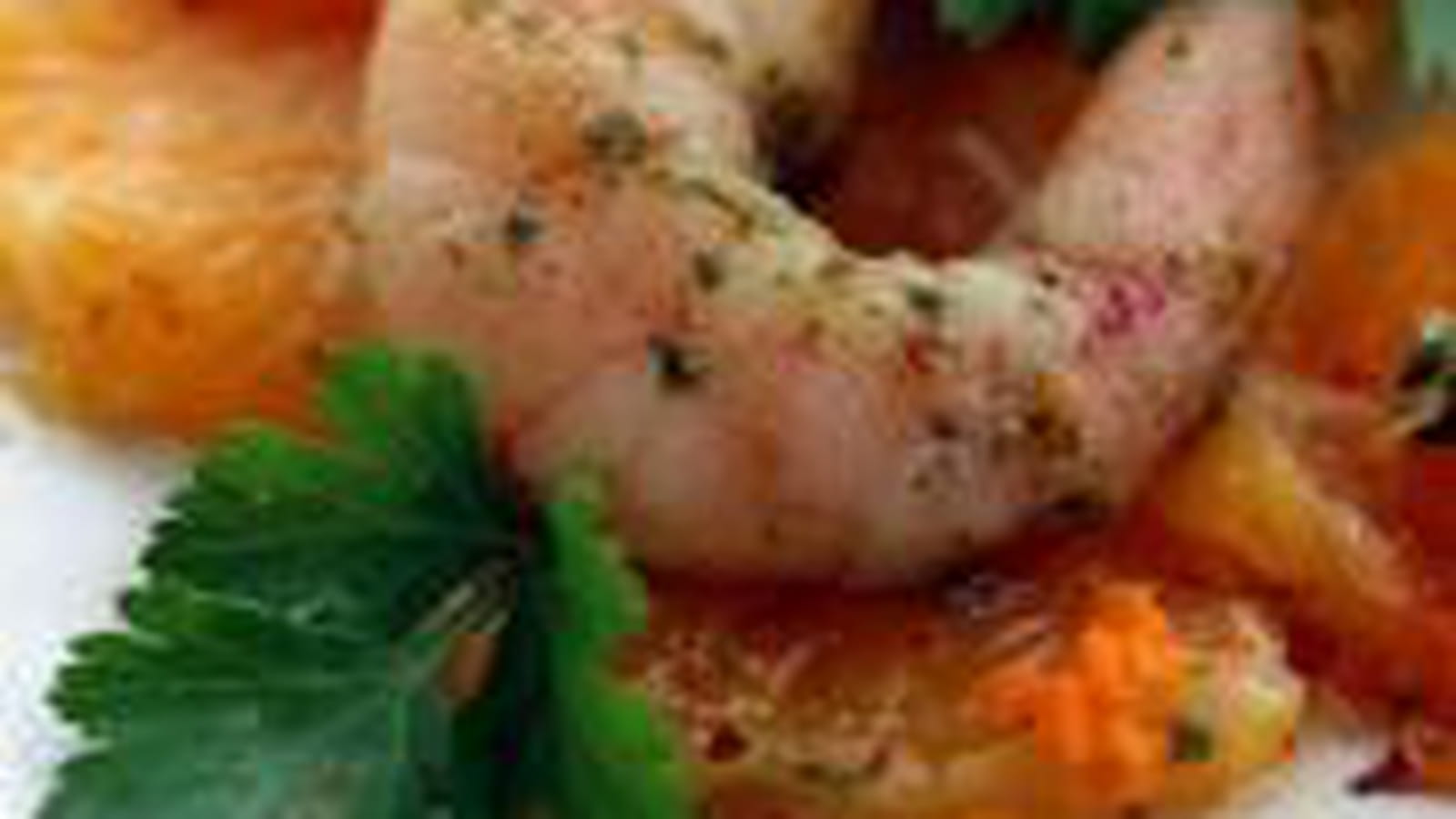Carpaccio d'oranges et gambas pimentées