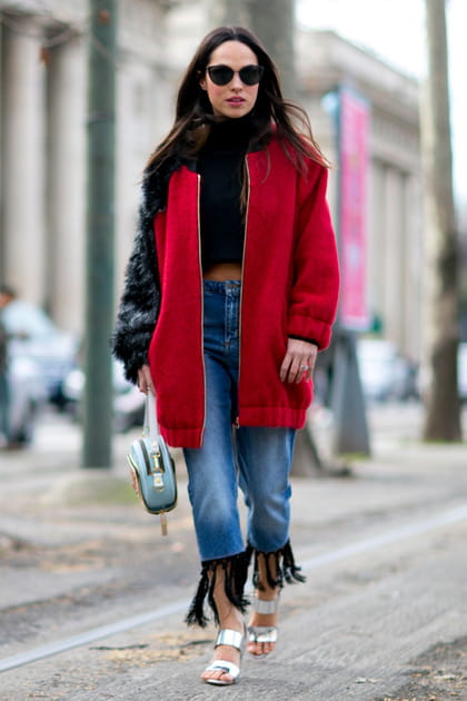Street style &agrave; Milan : le jean frang&eacute; &agrave; la cheville