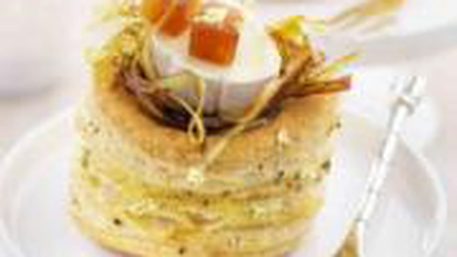 Vol au vent au poireau frit et pâte de coing