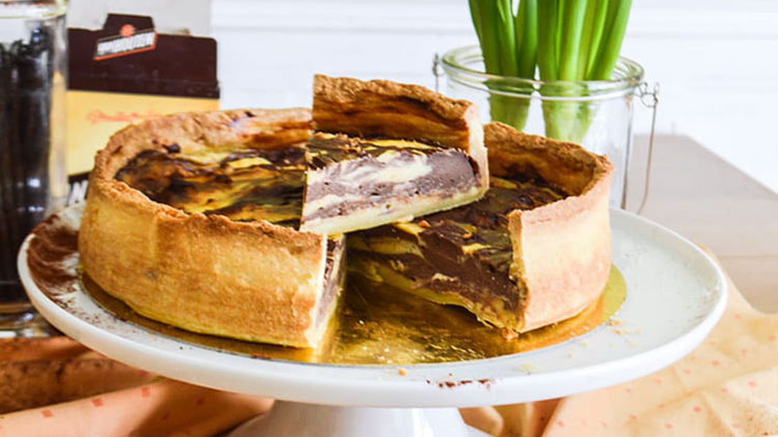 Flan pâtissier marbré chocolat et vanille