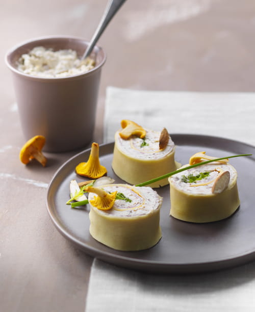 Cannelloni au jambon, Tartare Noix et Eclats d’Amandes, girolles
