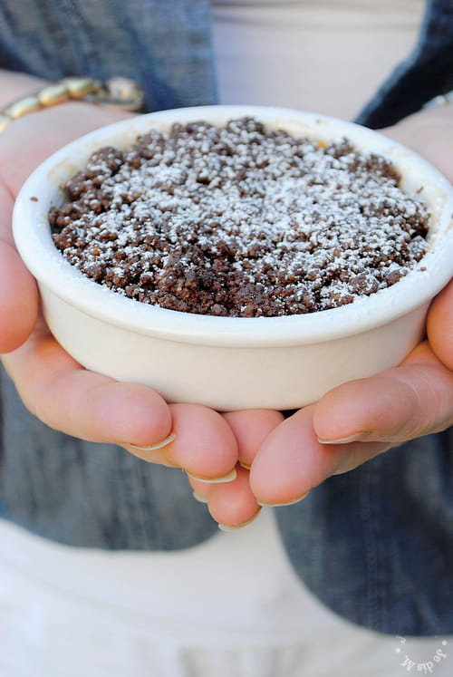 Crumble fondant au chocolat et pommes poêlées