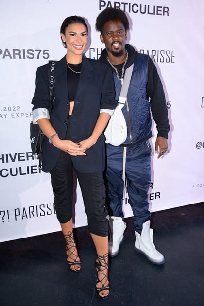 Black M et sa compagne Lea au défilé Chmps Parisse