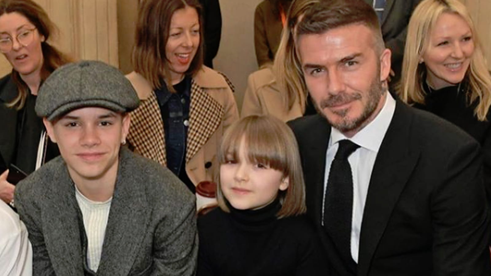 Romeo Beckham, Harper Beckham et David Beckham