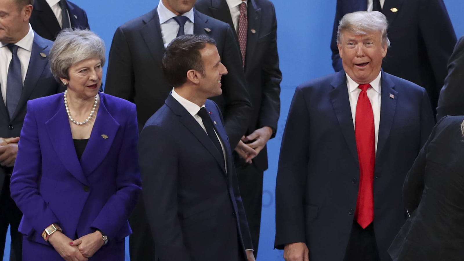 Theresa May, Emmanuel Macron et Donald Trump