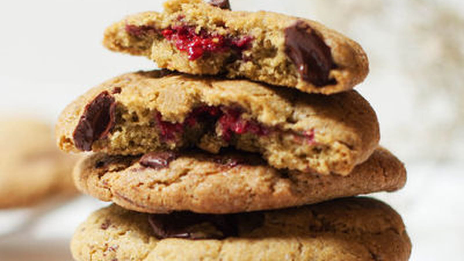 Cookies matcha chocolat framboises