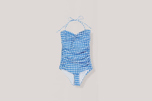 Maillot de bain une pi&egrave;ce imprim&eacute; vichy de Ganni
