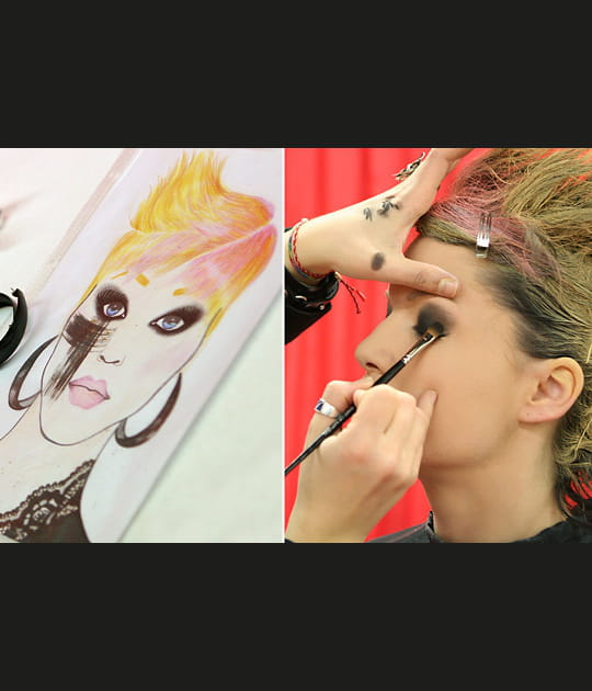 Maquillage en rose et noir