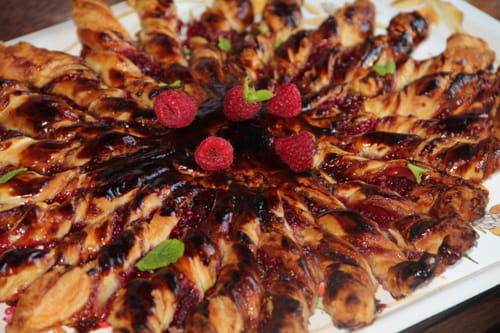 Tarte soleil framboise et menthe