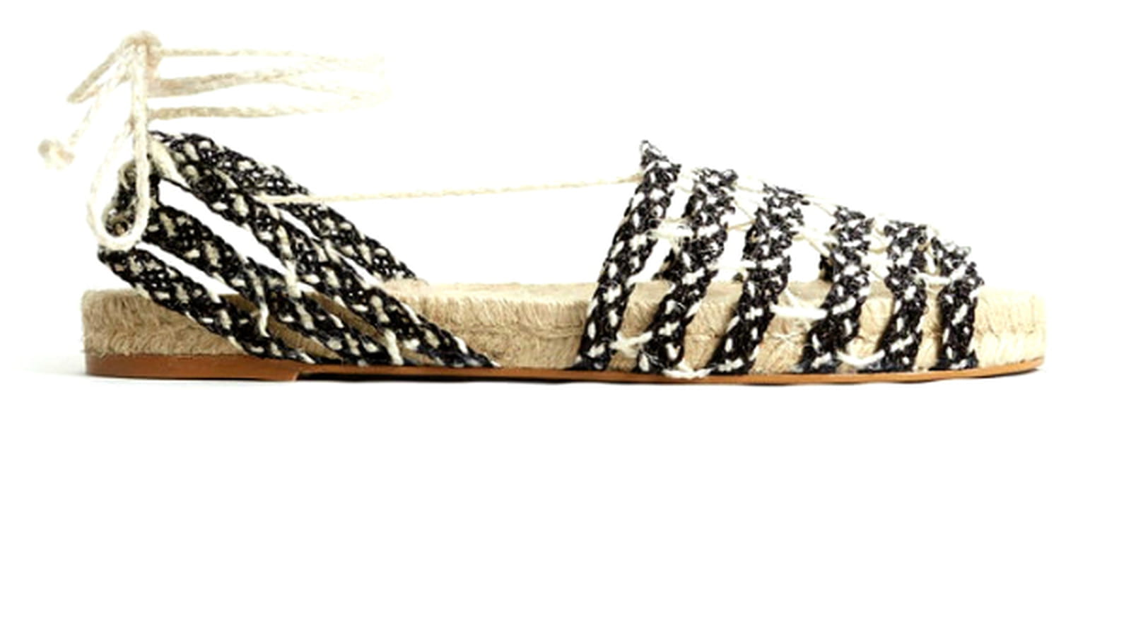 Espadrilles tresss de Mango   Sandales en jute  lanires noire et crue de Mango   5999 euros
