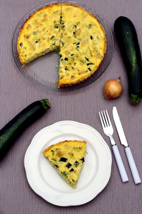 Quiche au poulet, courgette et curry