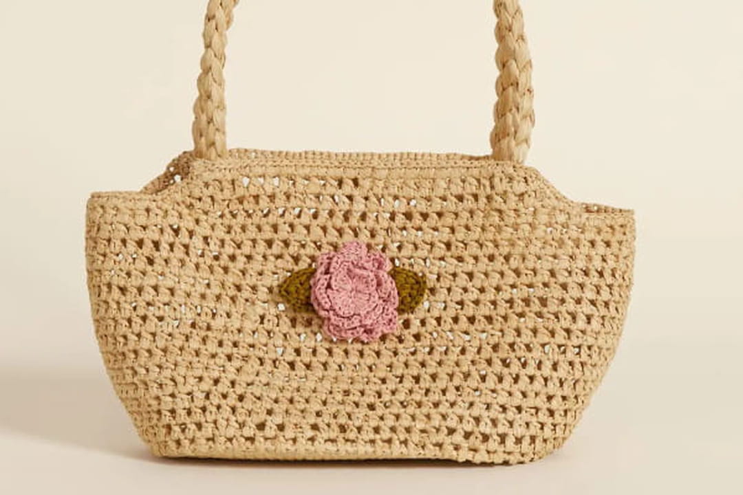 Sac à Main Panier Tressé Vintage Style Pêche, Anse Cuir Beige – Femme