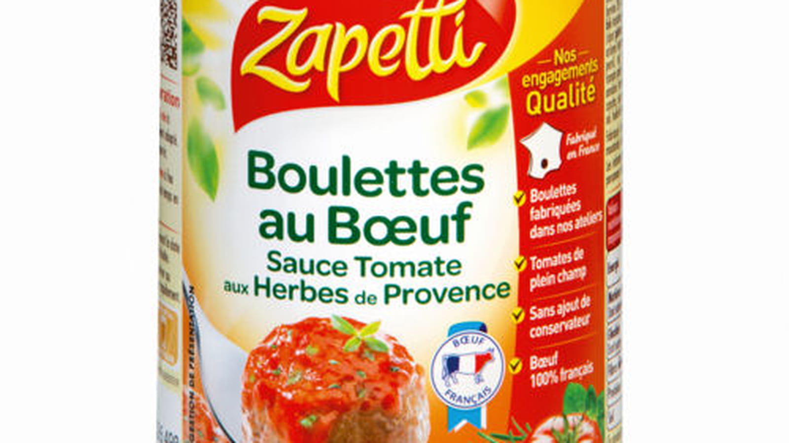 Boulettes au boeuf, sauce tomate aux herbes de Provence de Zapetti