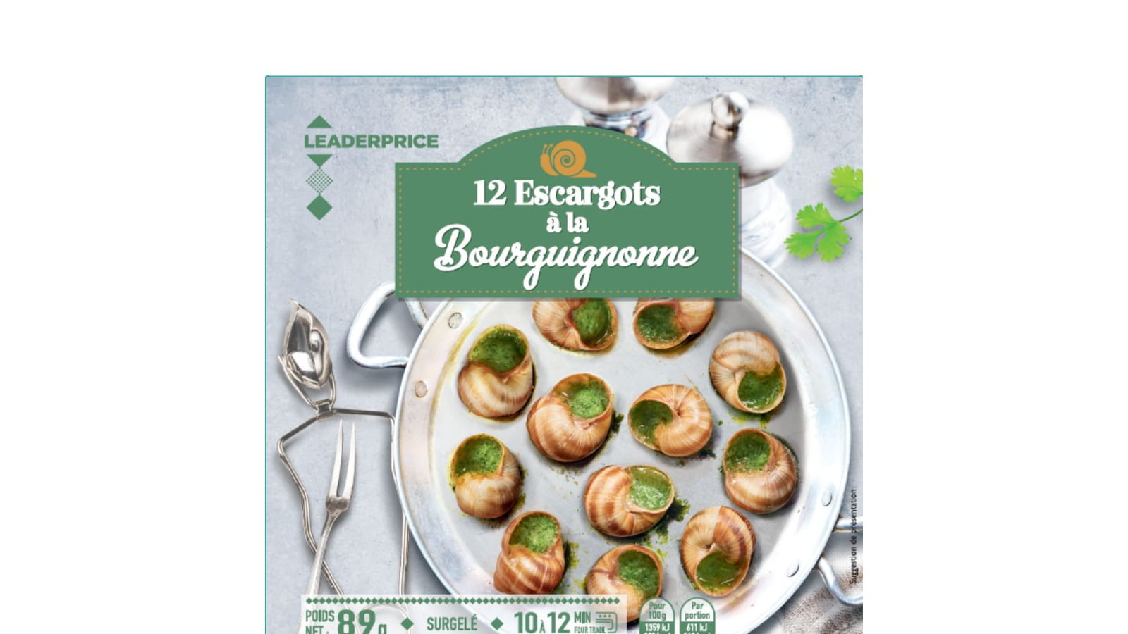 Les escargots à la Bourguignonne de Leader Price