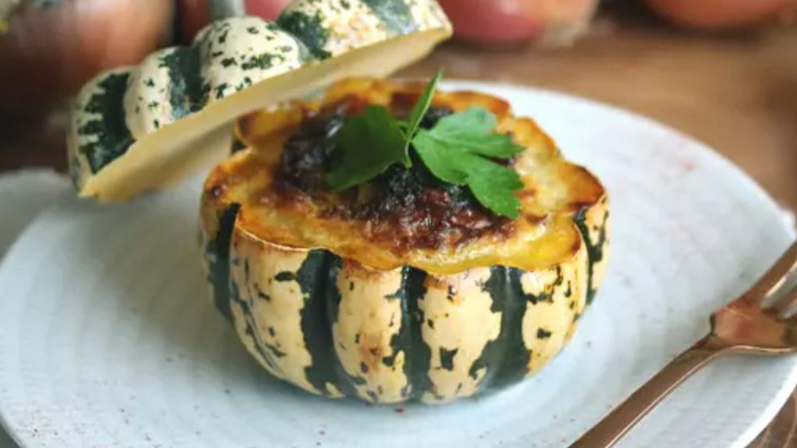 Courges patidou farcies à la viande hachée de veau et au comté