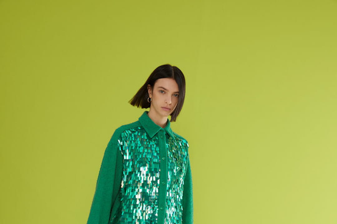 Chemise Cachemire FTC Avec Perles Et Sequins - Gris - Taille S - Occasion Très Bon état