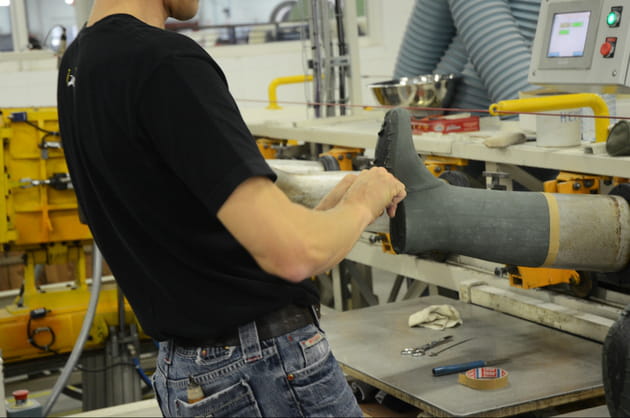 Deuxième étape du montage sur chaussette