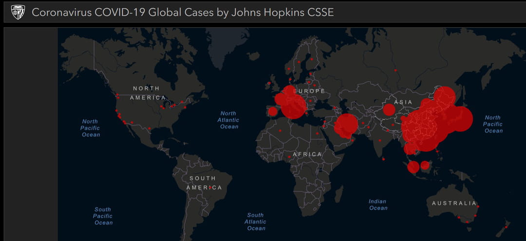 carte cas confirmé de coronavirus dans le monde