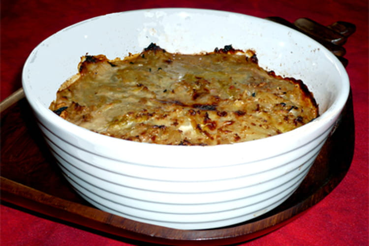 Recette de Gratin d'endives au foie gras et noix
