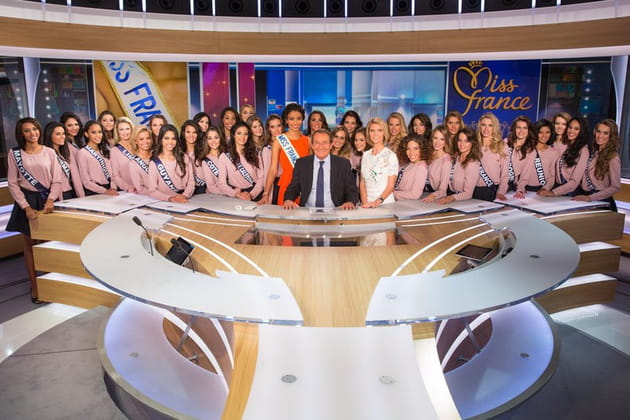 7775370637 miss france 2015 les 33 candidates sur le plateau du 13h de tf1