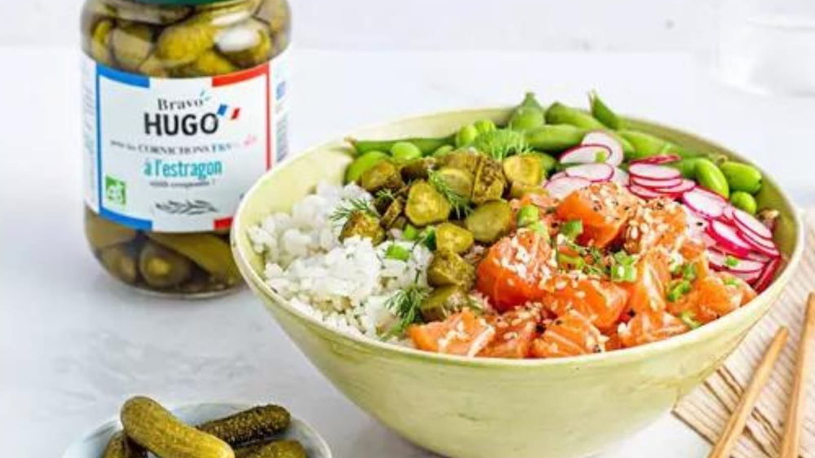 Pokebowl de saumon et cornichons