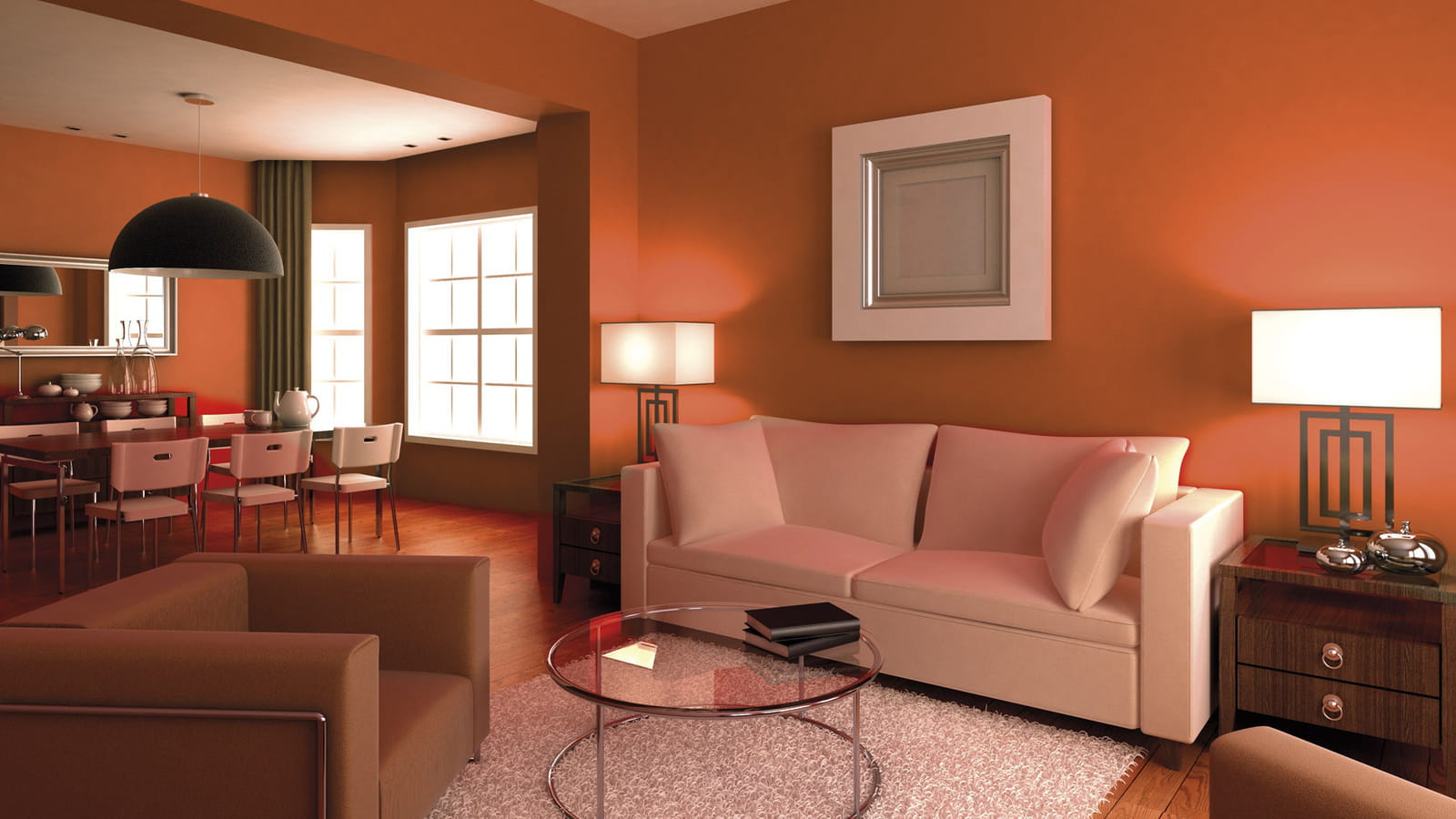 Salon orange contemporain