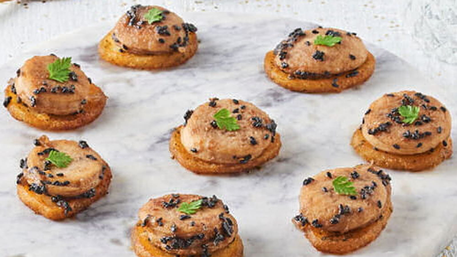Bouchées de boudin blanc caramélisé à la crème de marron de l'Ardèche