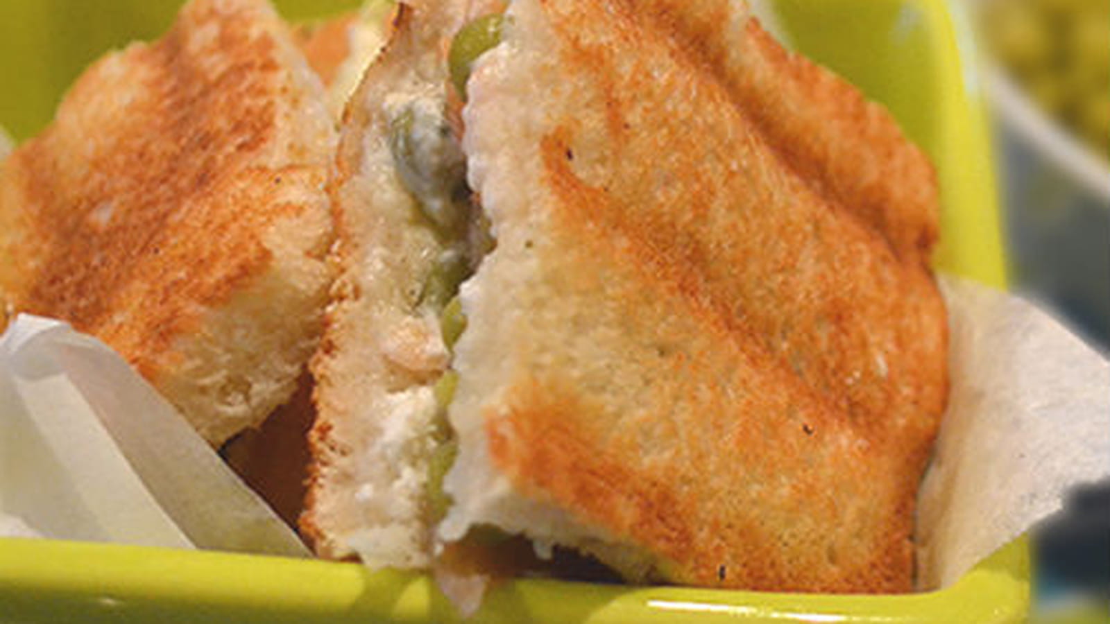 Croque-monsieur petits pois et saumon