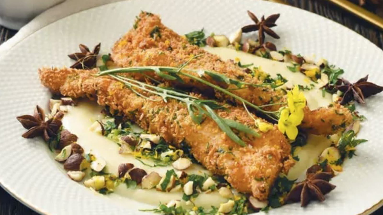 Cabillaud croustillant et purée fine au céleri