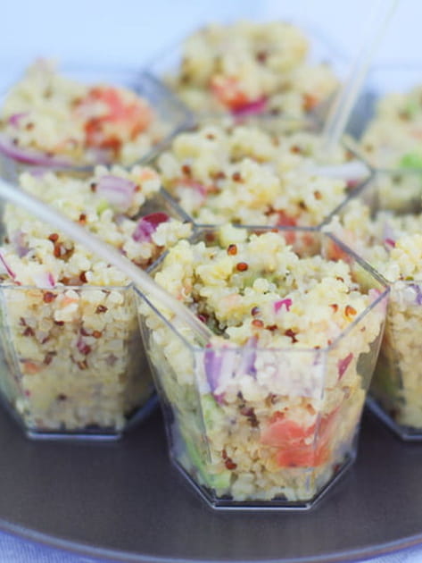 Verrines de quinoa, avocat et pamplemousse